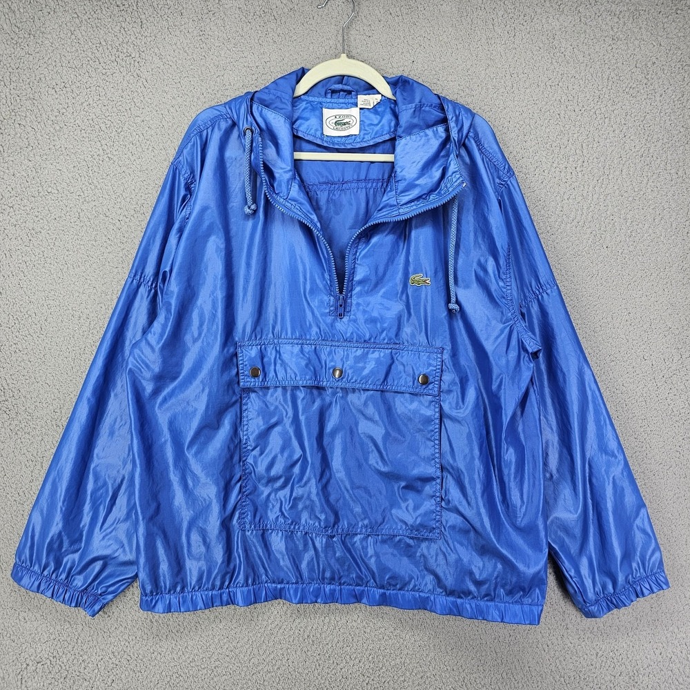 Vintage IZOD Lacoste Jacket Mens Large Blue Nylon Half‎ Zip Pullover Anorak 90s